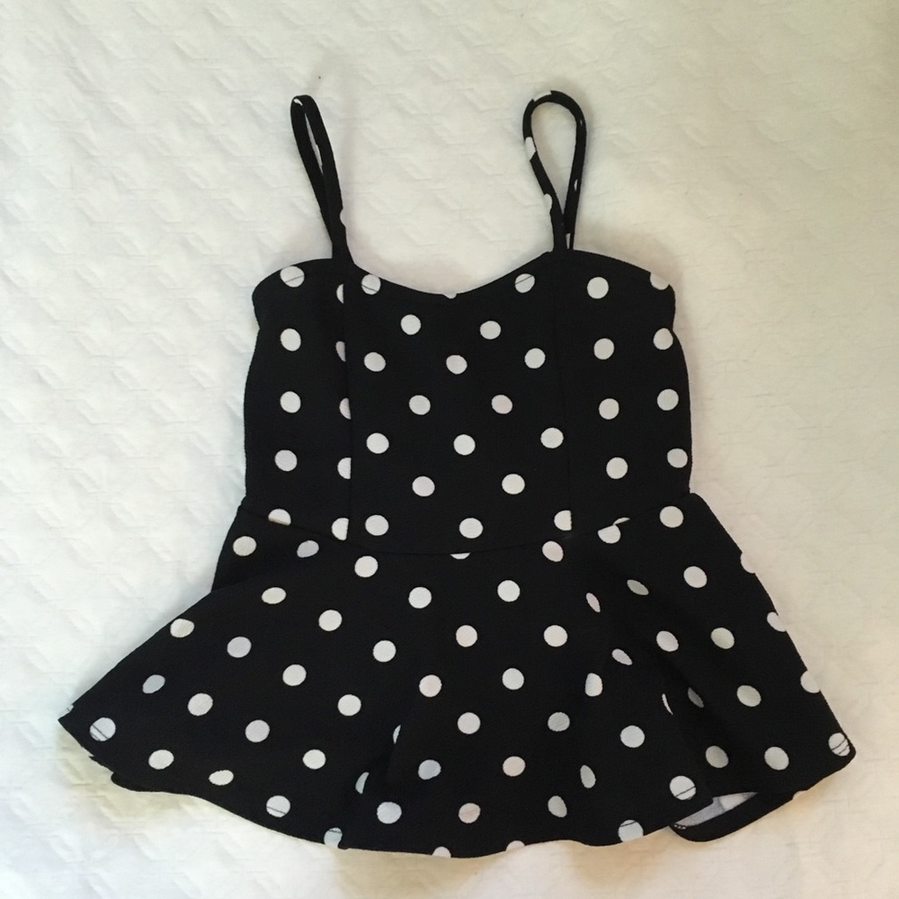 Painted Threads Polka Dot Peplum Tank - image 1